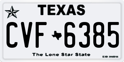 TX license plate CVF6385