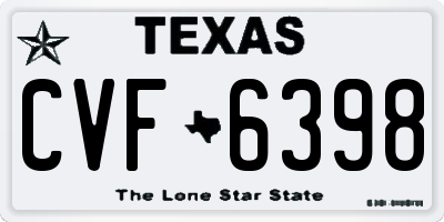 TX license plate CVF6398