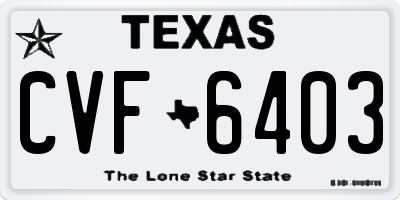 TX license plate CVF6403