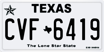 TX license plate CVF6419