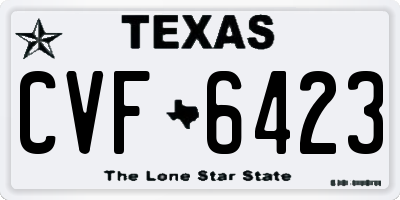 TX license plate CVF6423