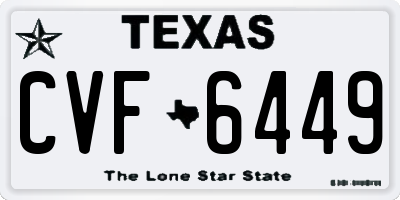 TX license plate CVF6449