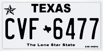 TX license plate CVF6477