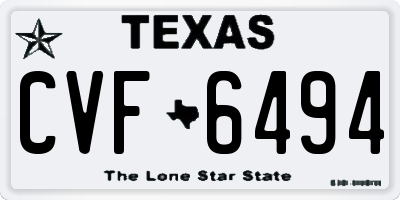 TX license plate CVF6494