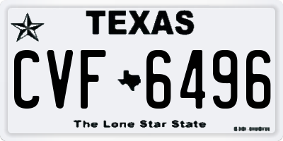 TX license plate CVF6496