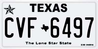 TX license plate CVF6497