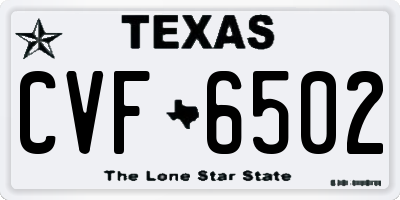 TX license plate CVF6502
