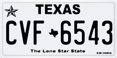TX license plate CVF6543