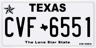 TX license plate CVF6551