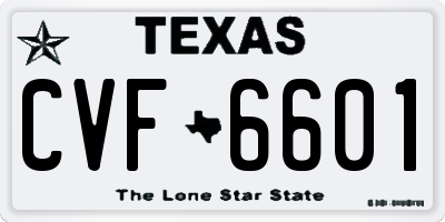 TX license plate CVF6601