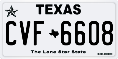 TX license plate CVF6608