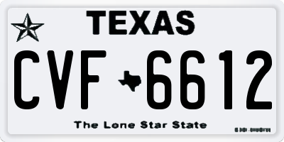 TX license plate CVF6612