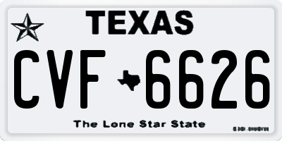 TX license plate CVF6626