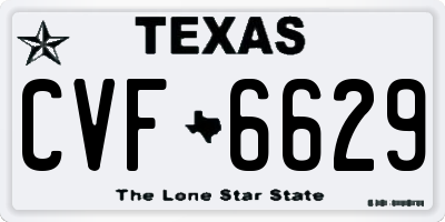 TX license plate CVF6629