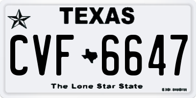 TX license plate CVF6647