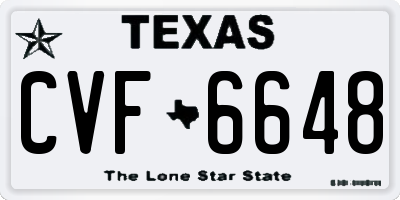 TX license plate CVF6648