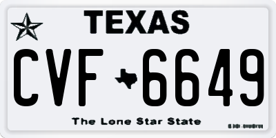 TX license plate CVF6649