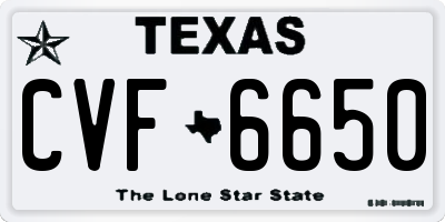 TX license plate CVF6650