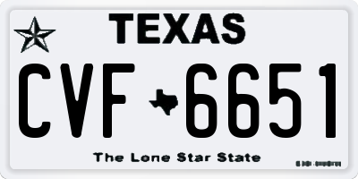 TX license plate CVF6651
