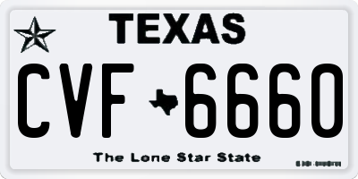 TX license plate CVF6660