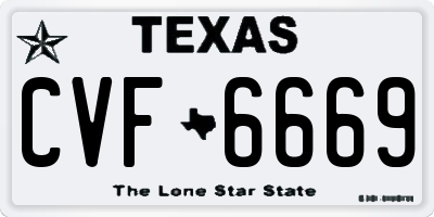 TX license plate CVF6669