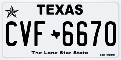 TX license plate CVF6670