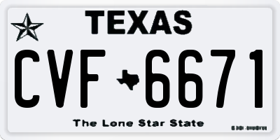 TX license plate CVF6671