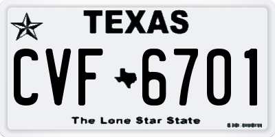 TX license plate CVF6701