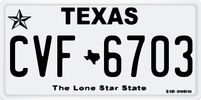 TX license plate CVF6703