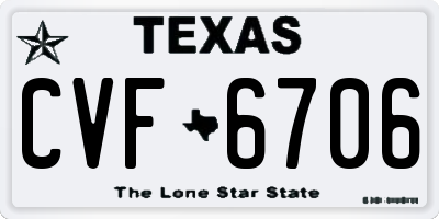 TX license plate CVF6706