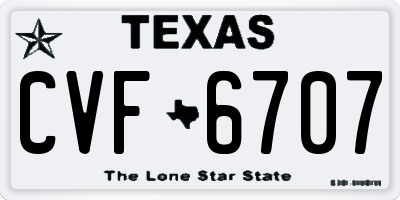TX license plate CVF6707