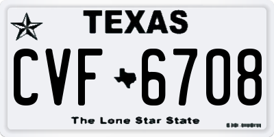 TX license plate CVF6708