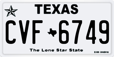 TX license plate CVF6749