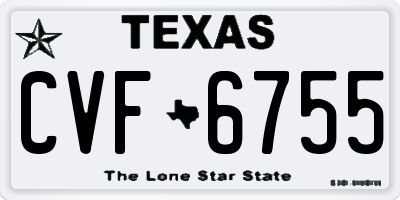 TX license plate CVF6755