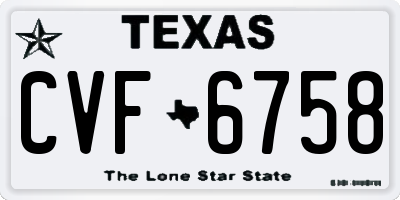 TX license plate CVF6758
