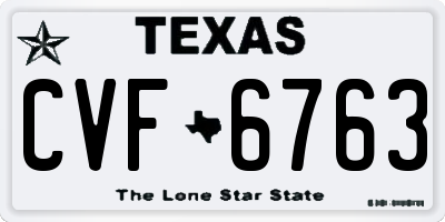 TX license plate CVF6763