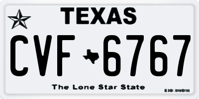 TX license plate CVF6767