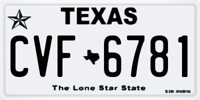 TX license plate CVF6781