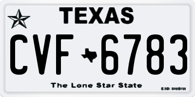 TX license plate CVF6783