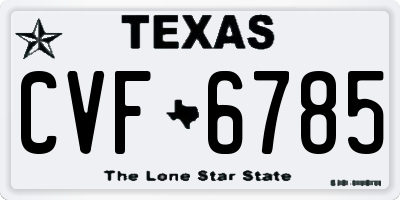 TX license plate CVF6785