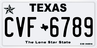 TX license plate CVF6789