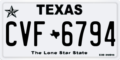 TX license plate CVF6794