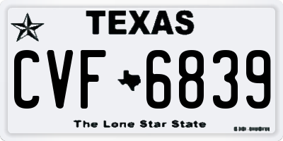 TX license plate CVF6839
