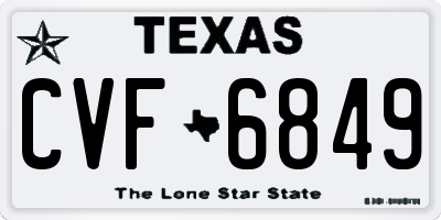 TX license plate CVF6849