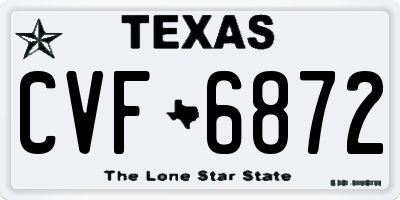 TX license plate CVF6872