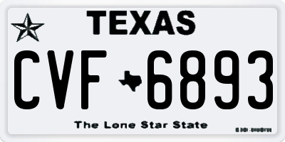TX license plate CVF6893
