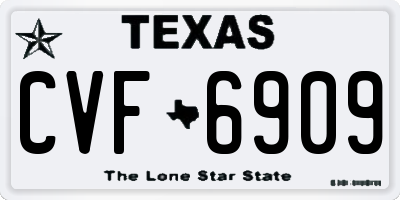TX license plate CVF6909