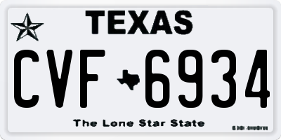 TX license plate CVF6934