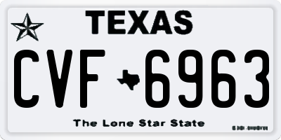 TX license plate CVF6963