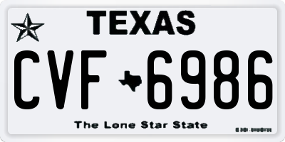 TX license plate CVF6986